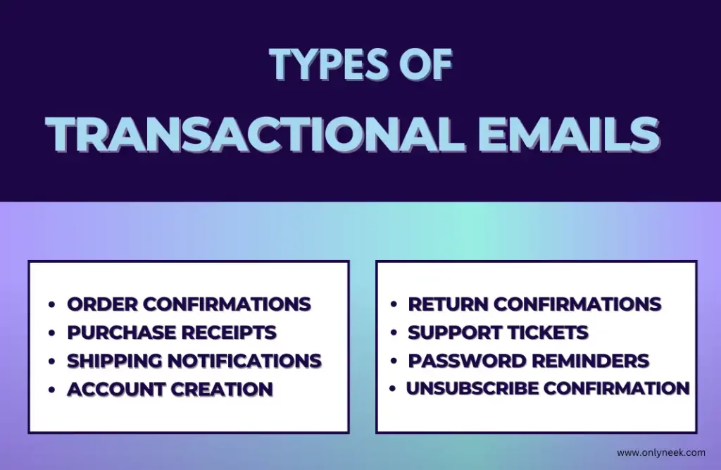 Type of Transactional Emails